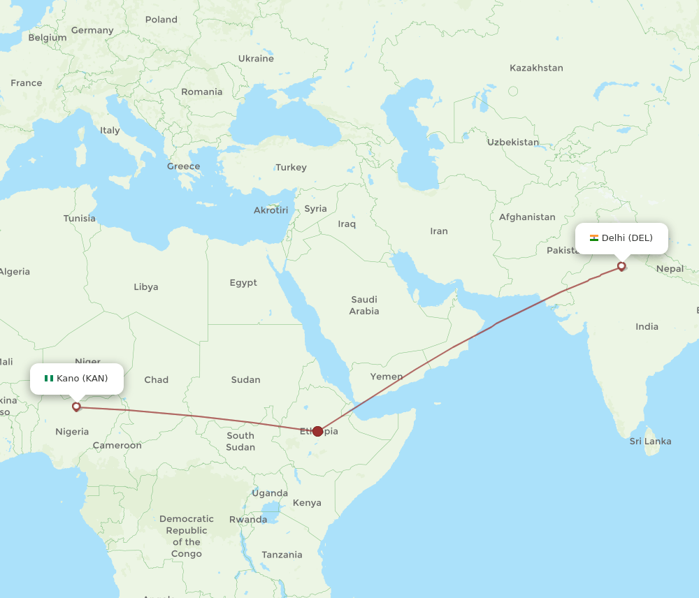 DEL-KAN flight routes