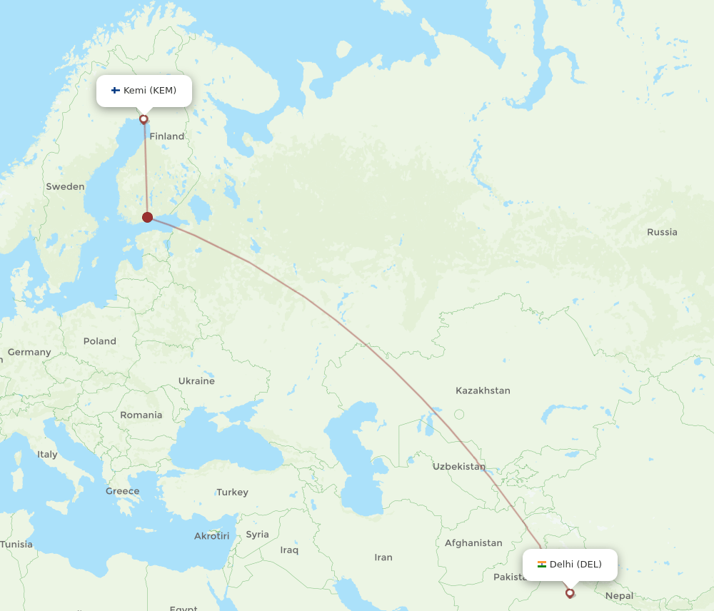 DEL-KEM flight routes