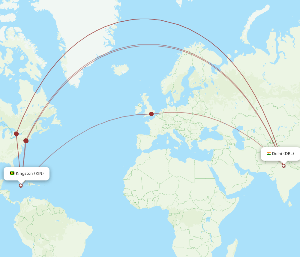 DEL-KIN flight routes
