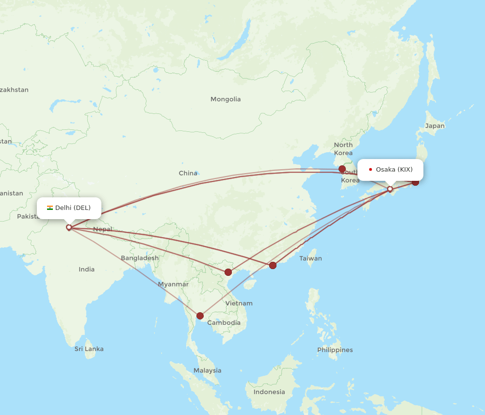 DEL-KIX flight routes