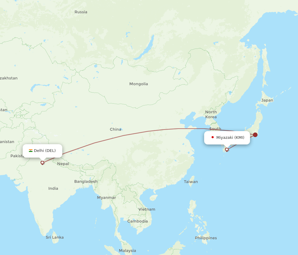 DEL-KMI flight routes