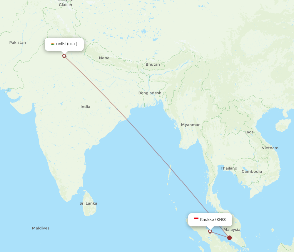 DEL-KNO flight routes