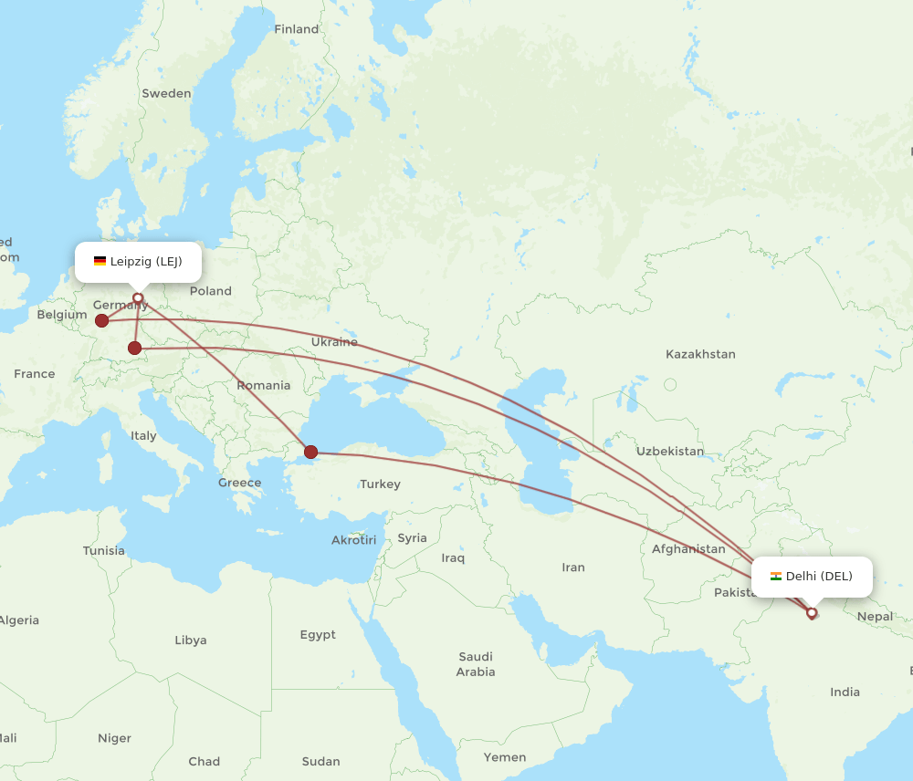 DEL-LEJ flight routes