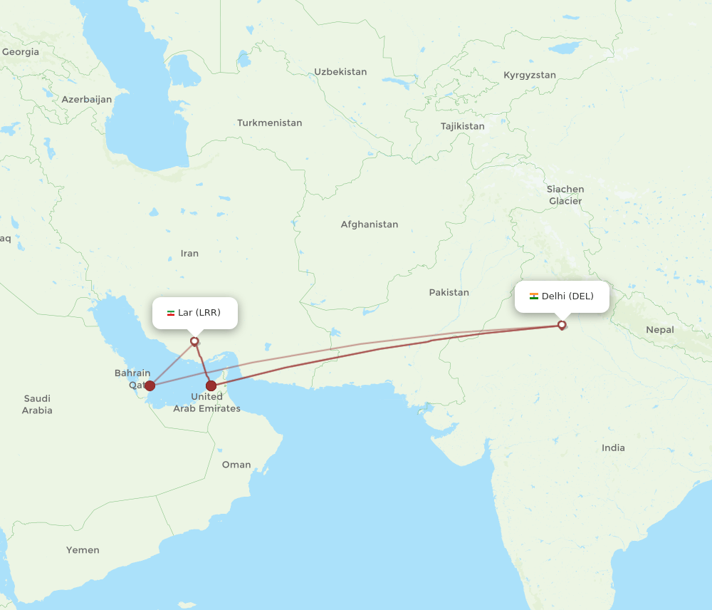 DEL-LRR flight routes