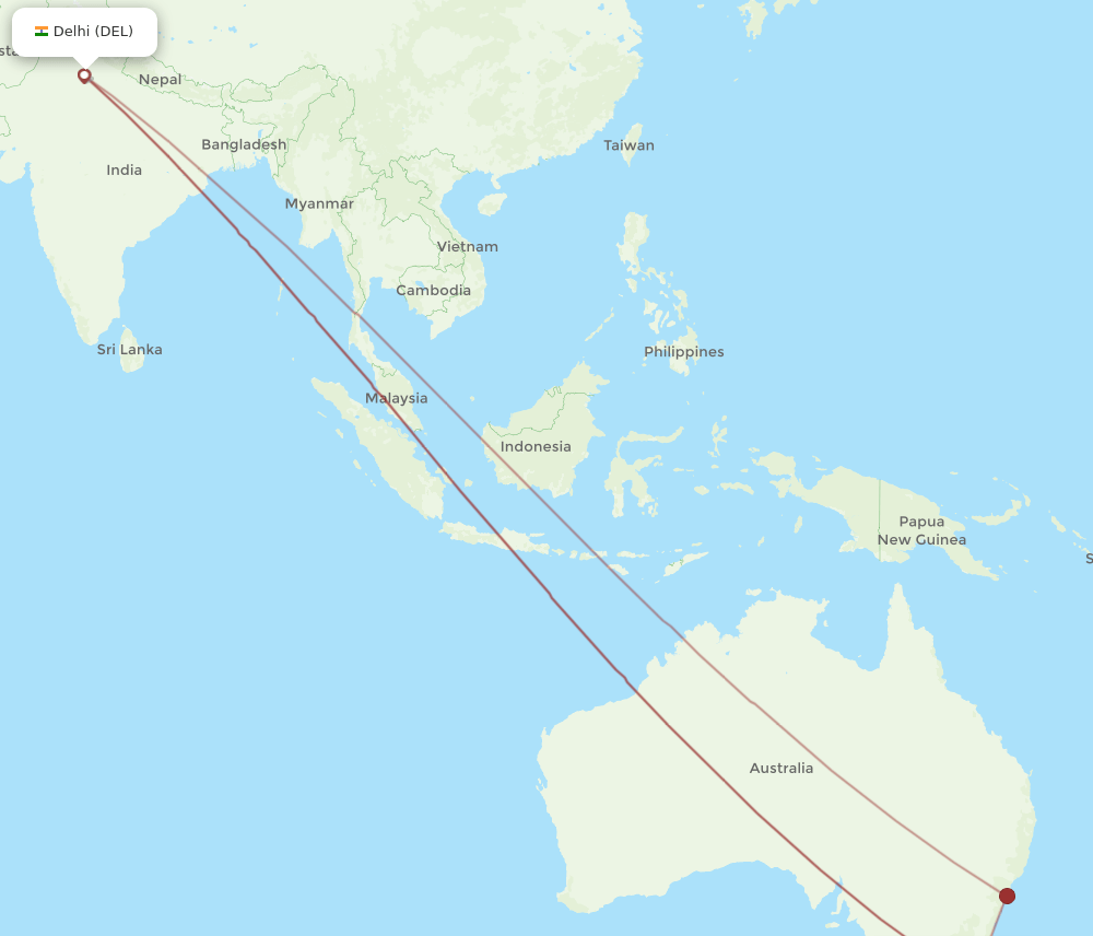 DEL-LST flight routes