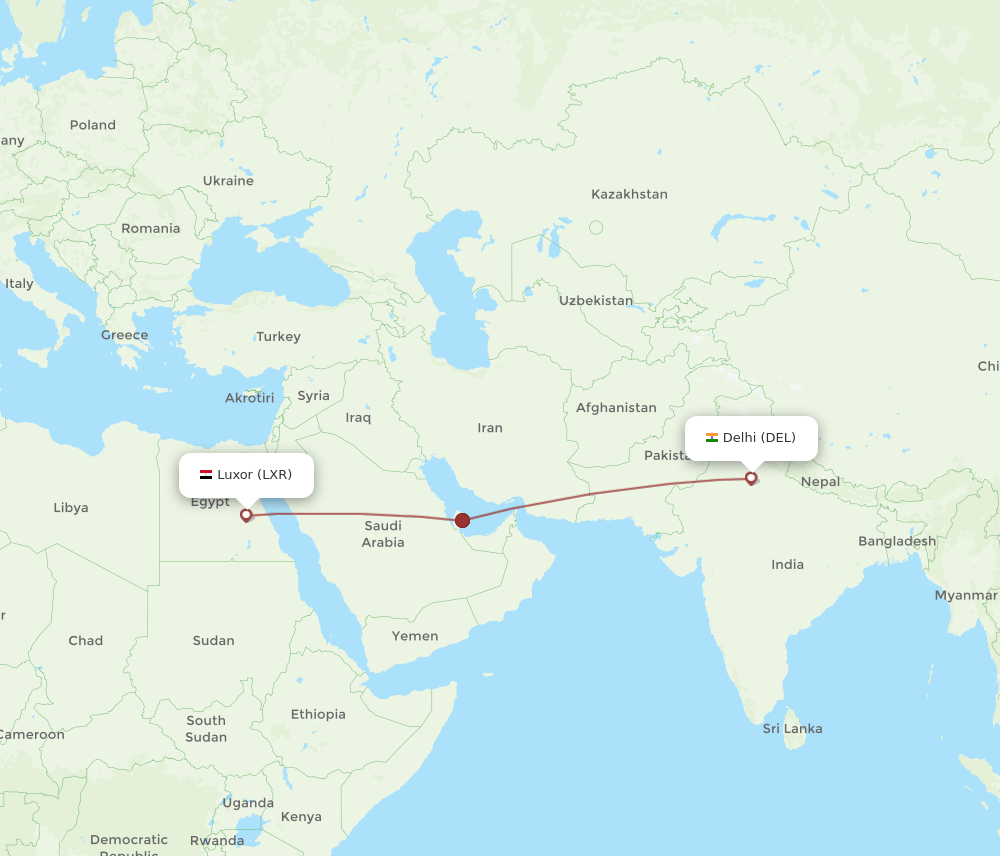 DEL-LXR flight routes
