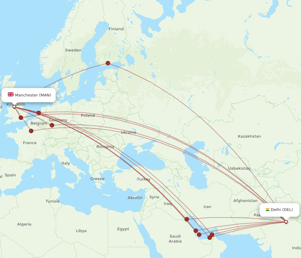 DEL-MAN flight routes