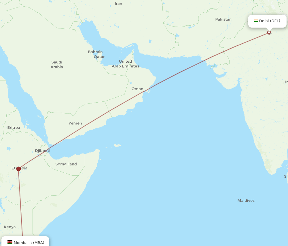 DEL-MBA flight routes