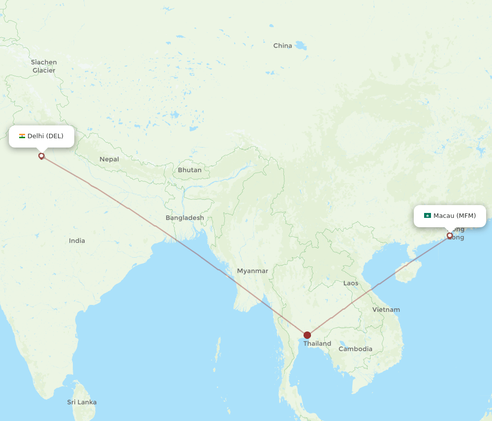 DEL-MFM flight routes