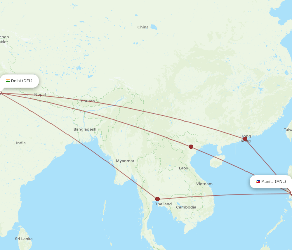 DEL-MNL flight routes