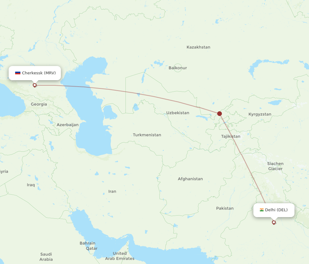 DEL-MRV flight routes