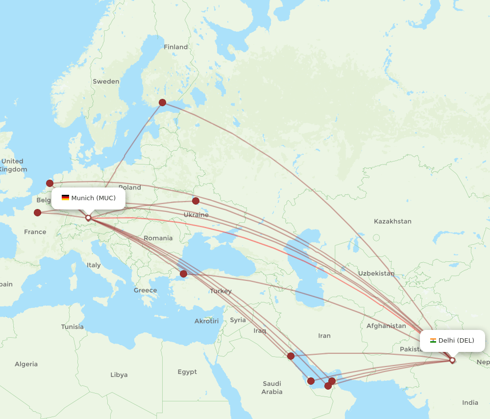 DEL-MUC flight routes