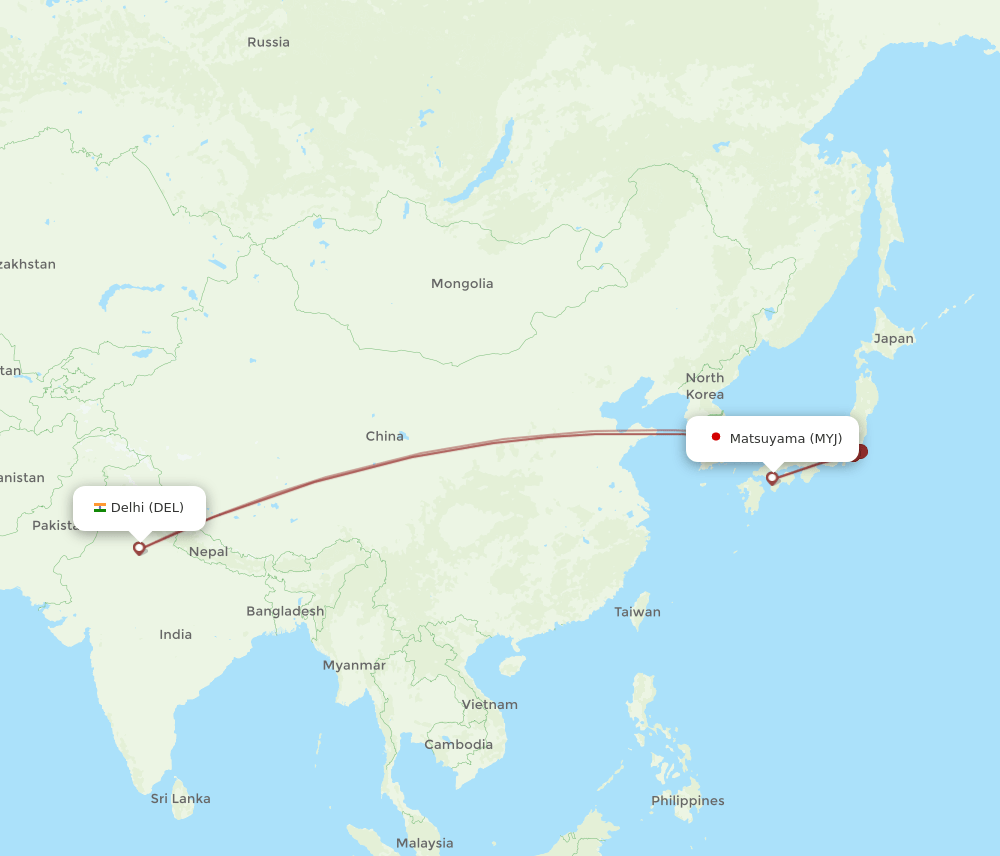 DEL-MYJ flight routes