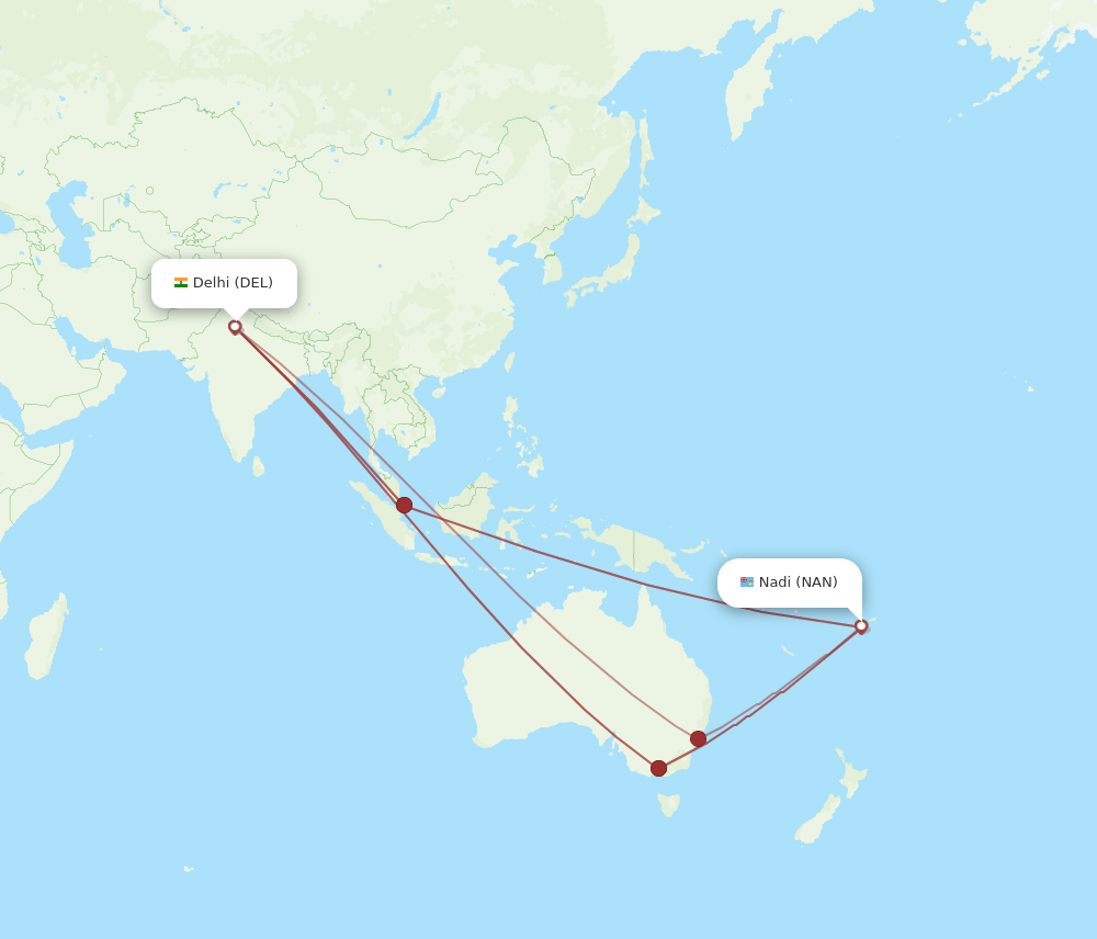 DEL-NAN flight routes