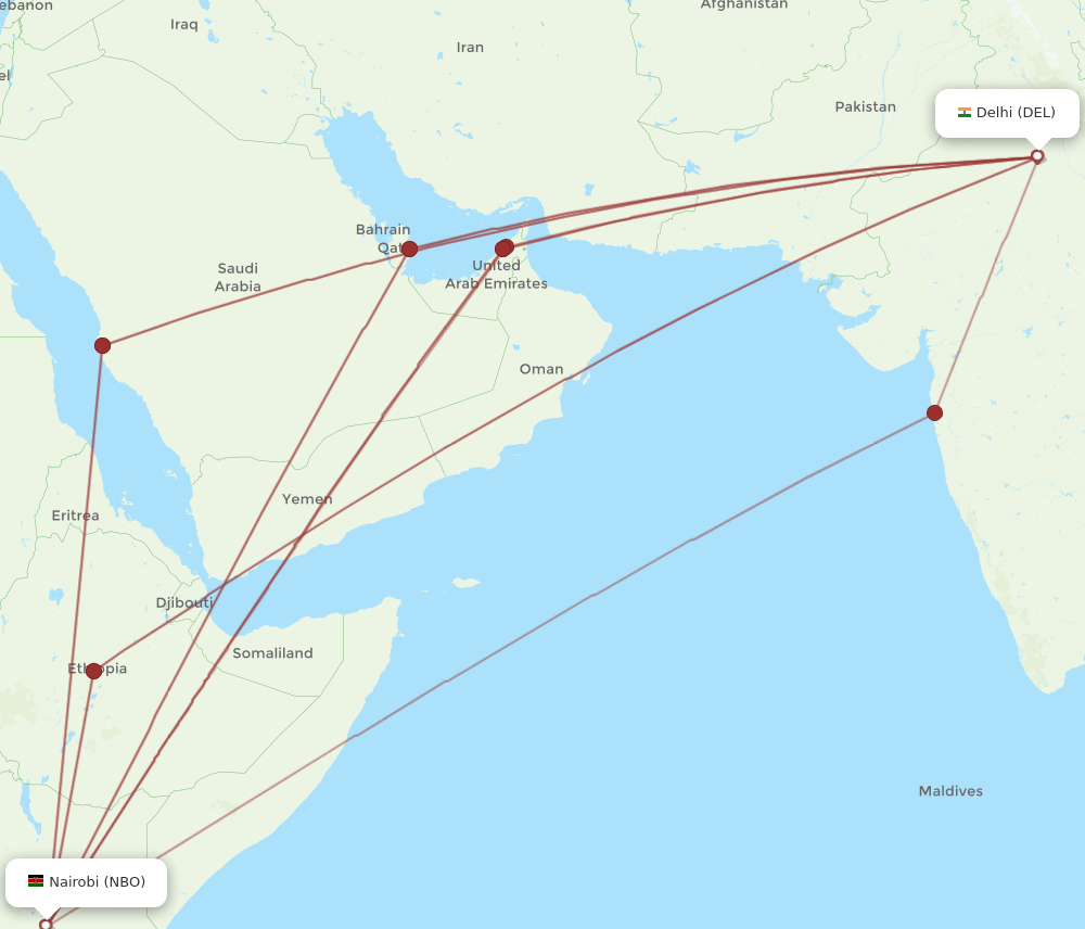 DEL-NBO flight routes