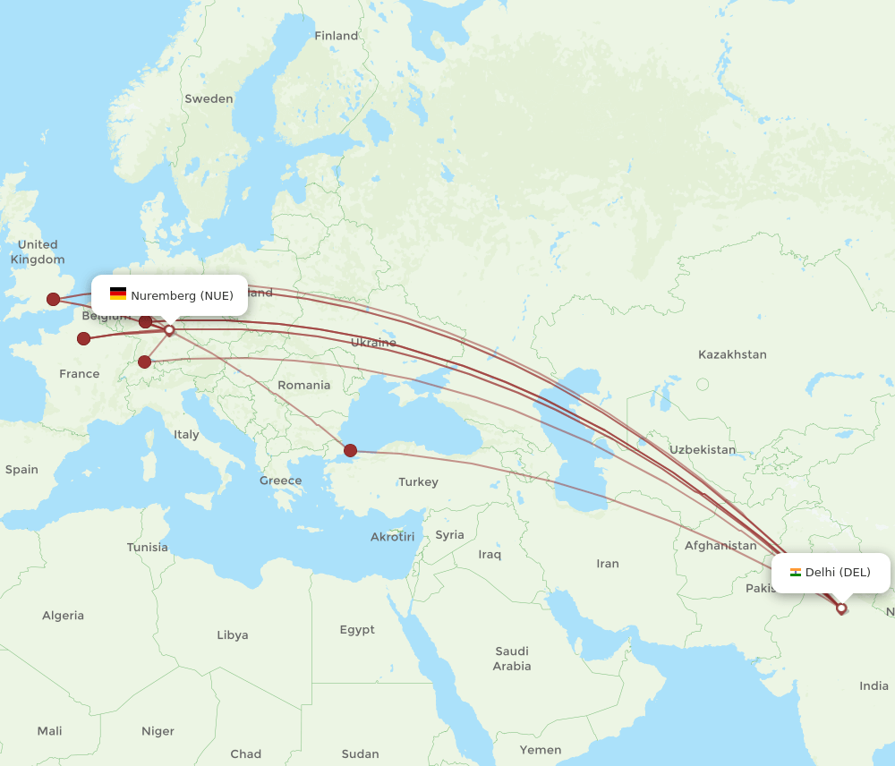 DEL-NUE flight routes