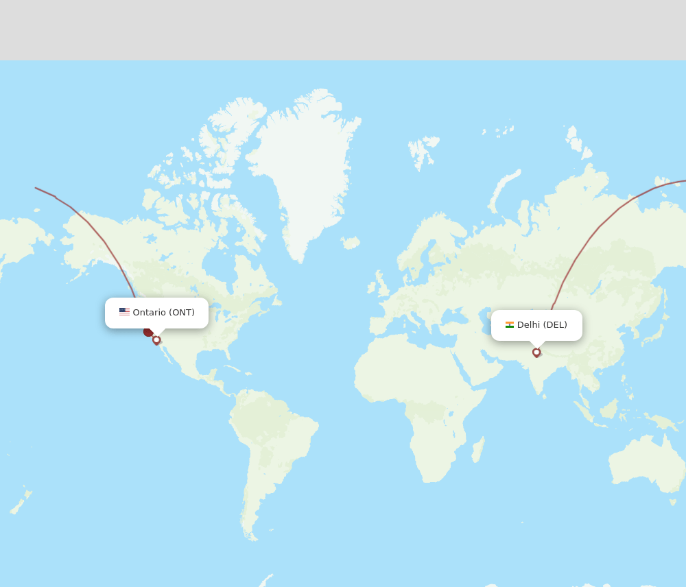 DEL to ONT flights and routes map