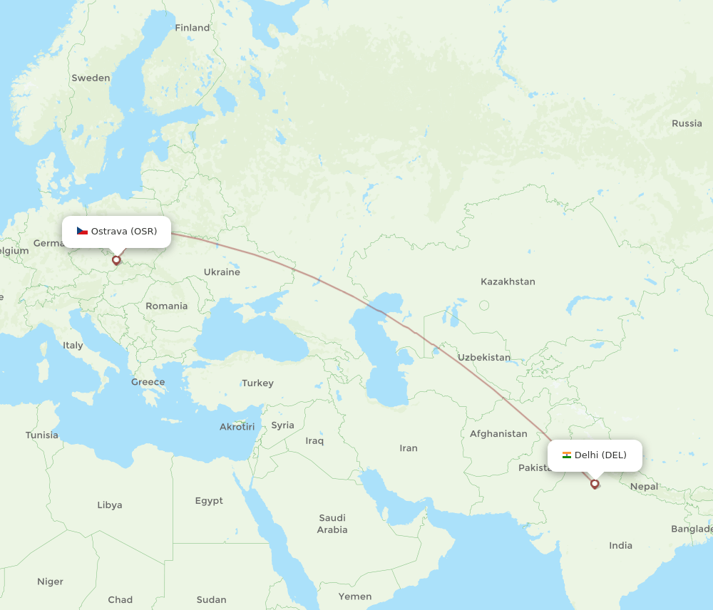 DEL-OSR flight routes