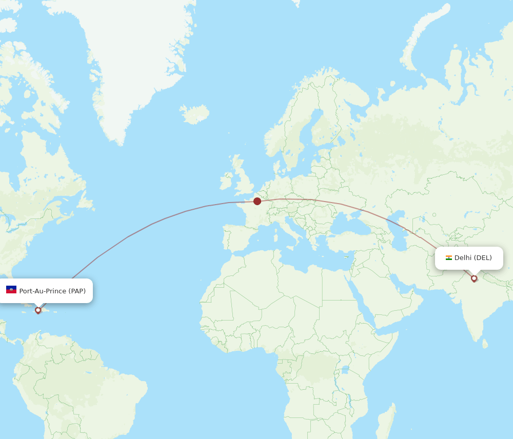 DEL-PAP flight routes