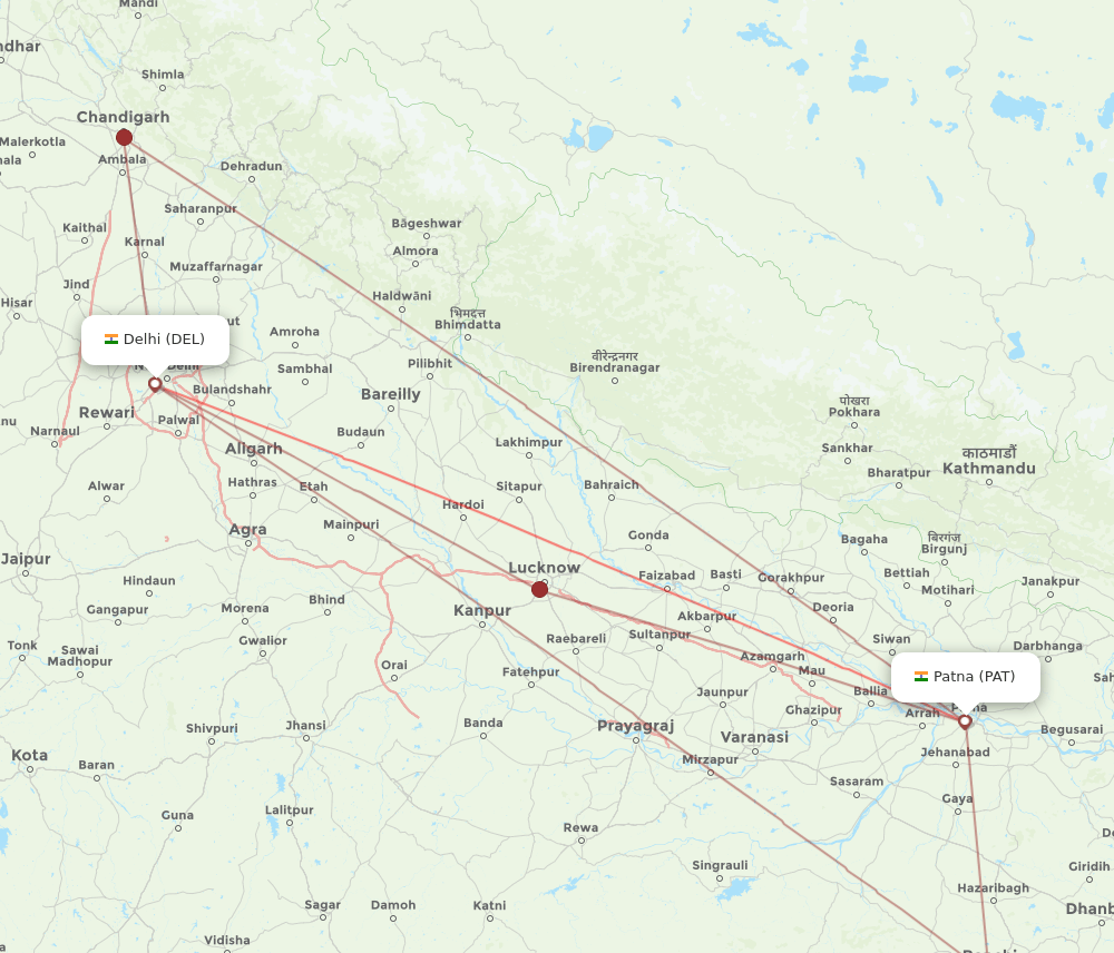 DEL-PAT flight routes