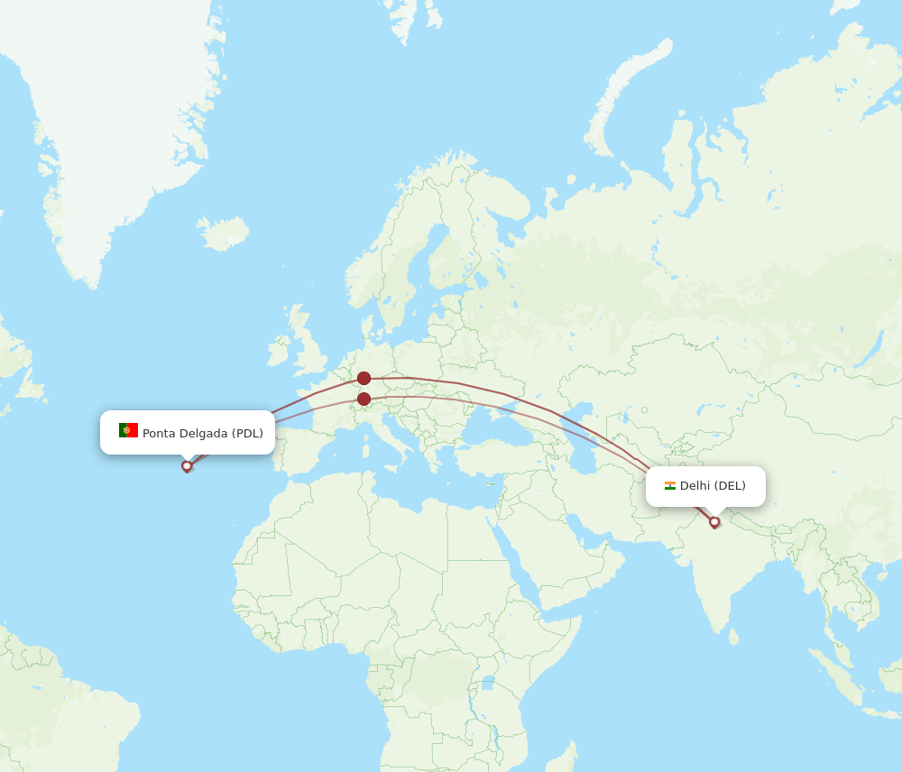 DEL-PDL flight routes