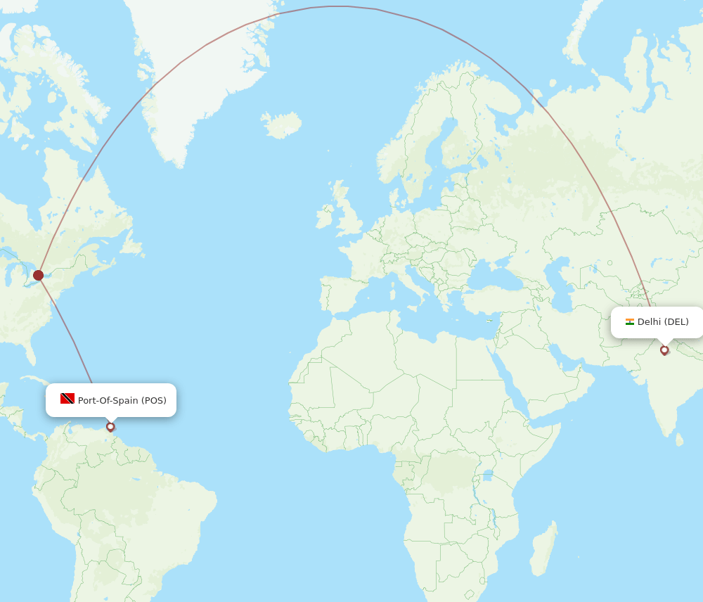 DEL-POS flight routes