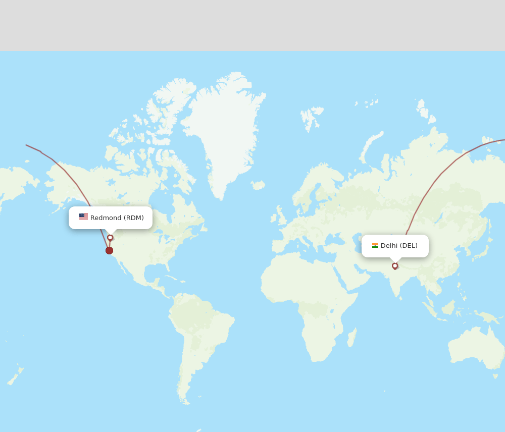 DEL to RDM flights and routes map
