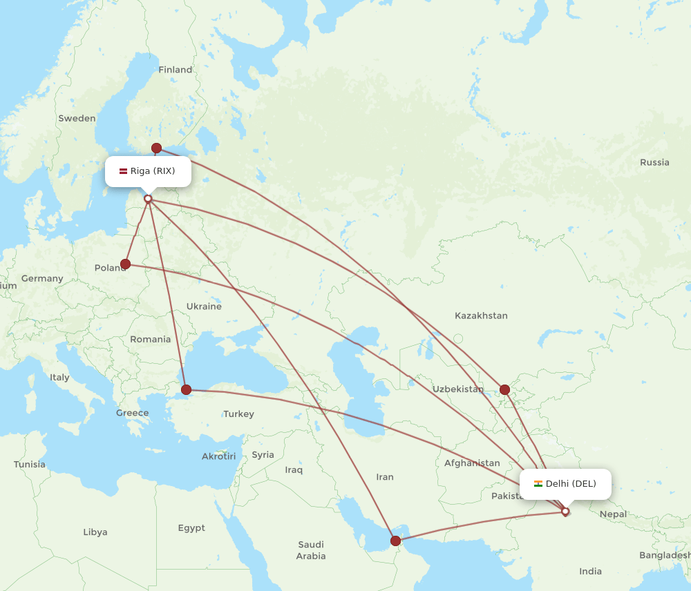 DEL-RIX flight routes