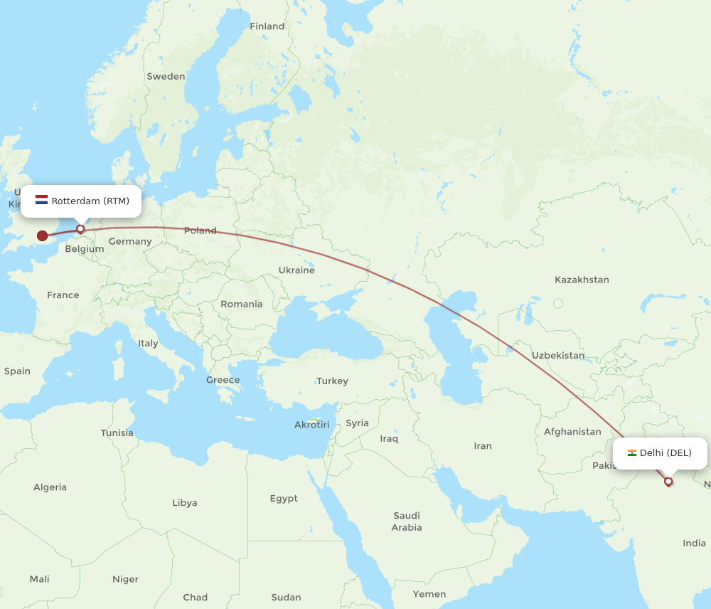 DEL-RTM flight routes