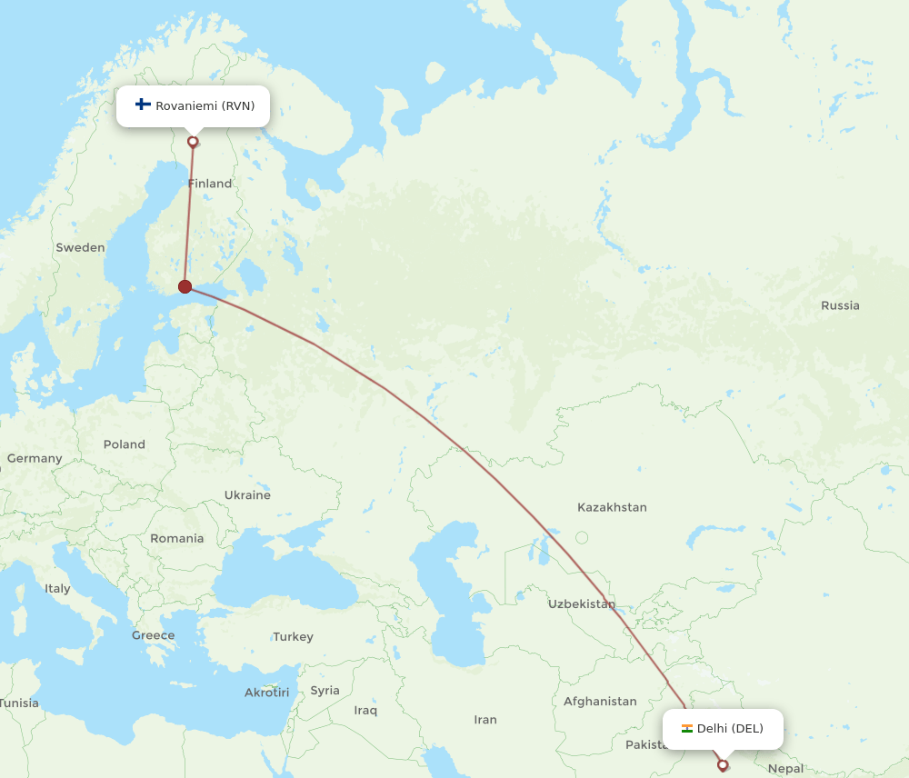 DEL-RVN flight routes
