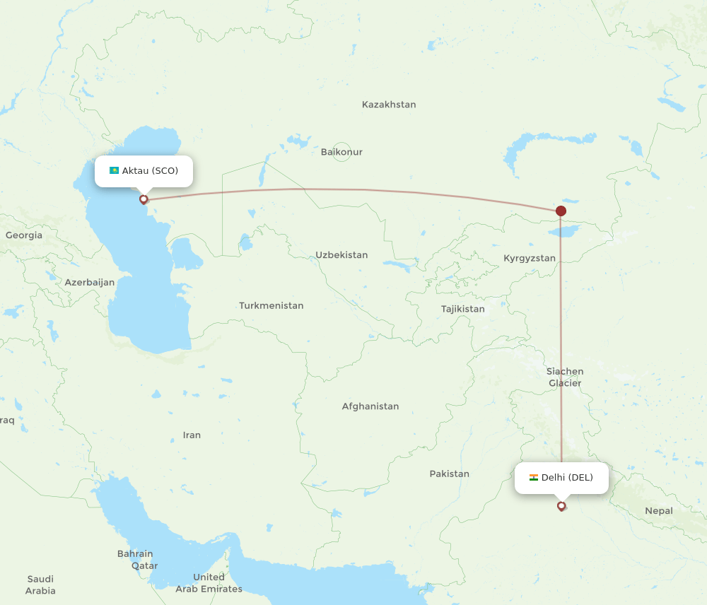 DEL-SCO flight routes