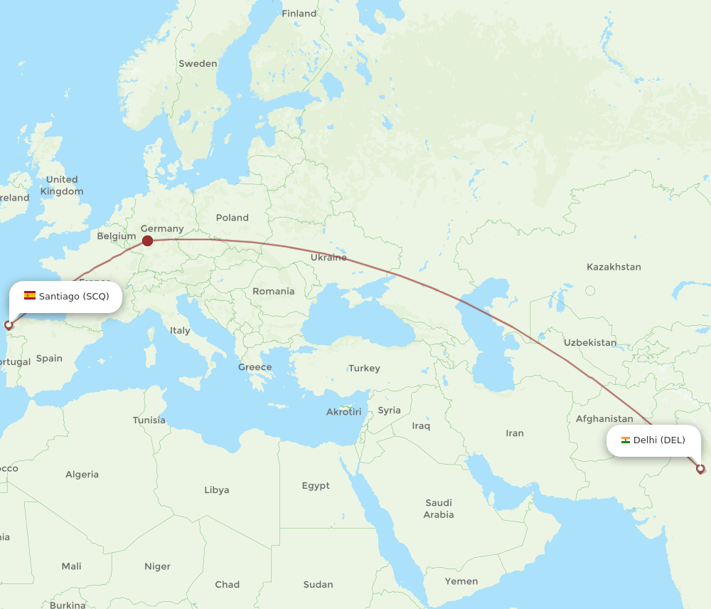 DEL-SCQ flight routes