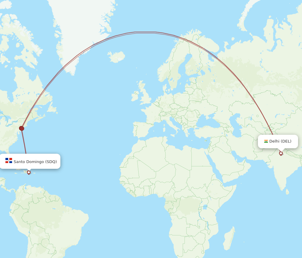 DEL-SDQ flight routes