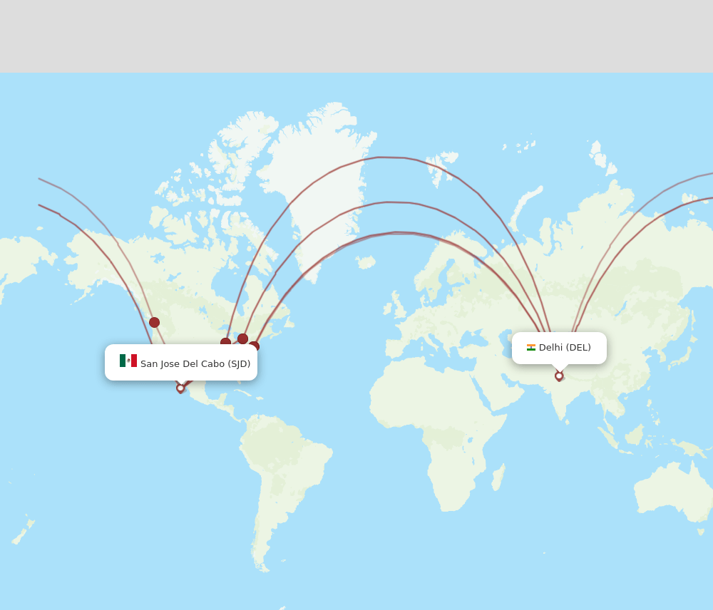 DEL-SJD flight routes