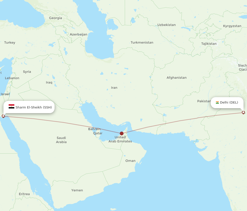 DEL-SSH flight routes