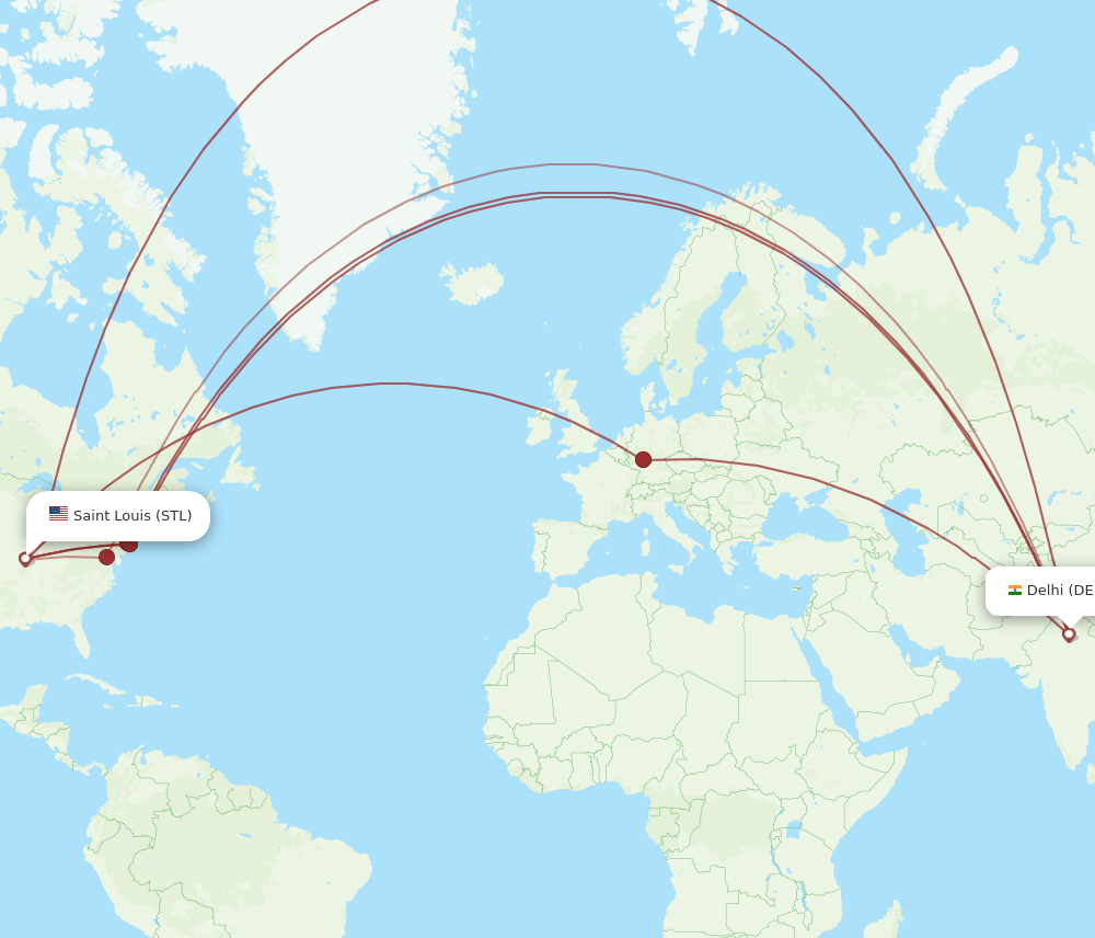 DEL-STL flight routes