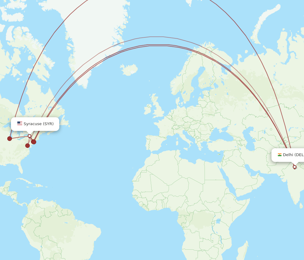 DEL-SYR flight routes
