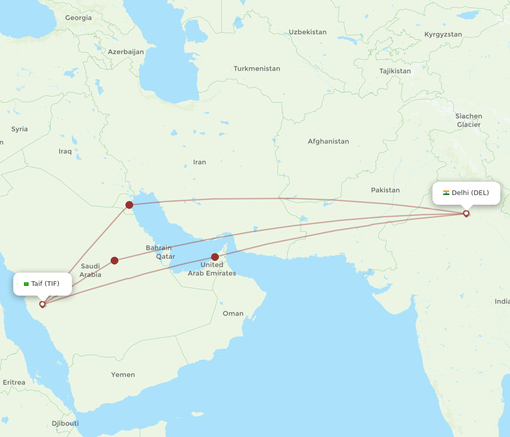 DEL-TIF flight routes