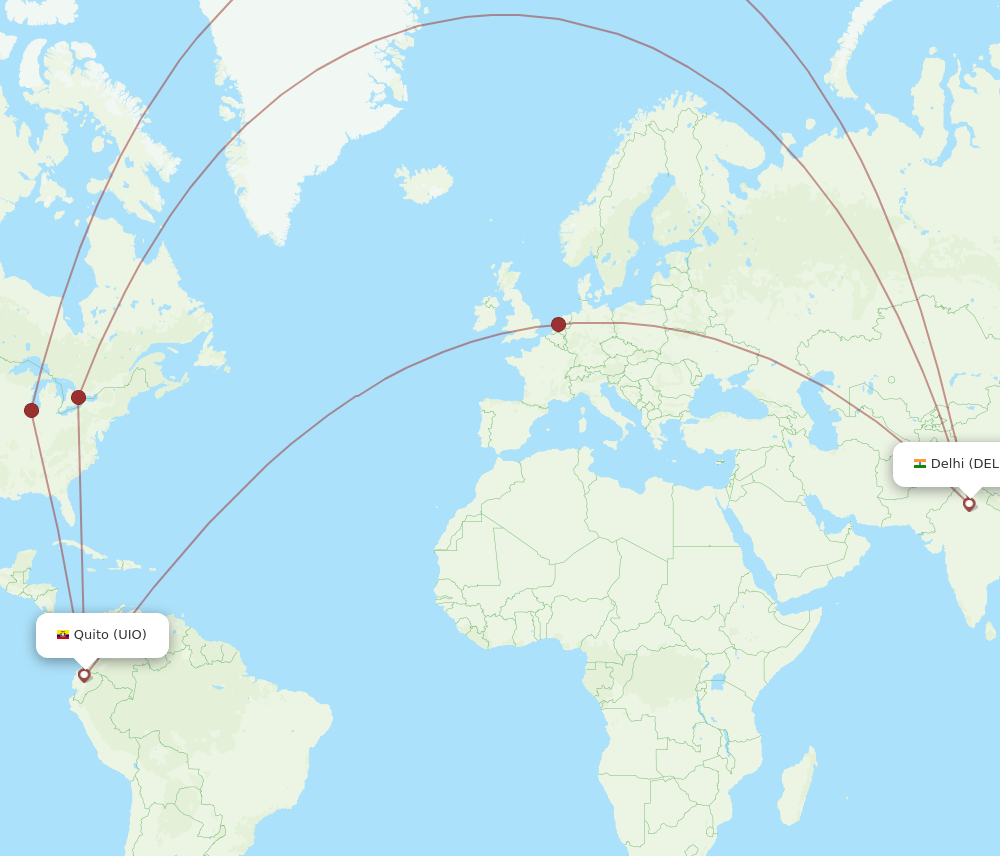 DEL-UIO flight routes