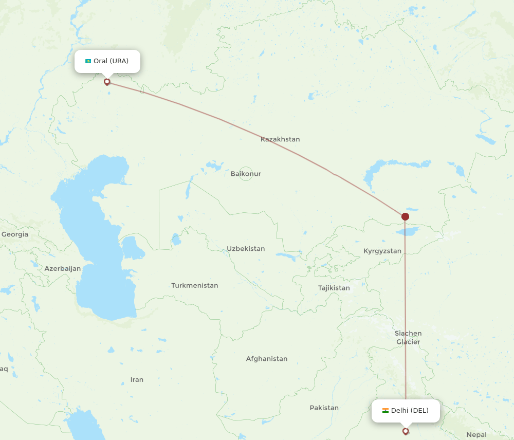 DEL-URA flight routes