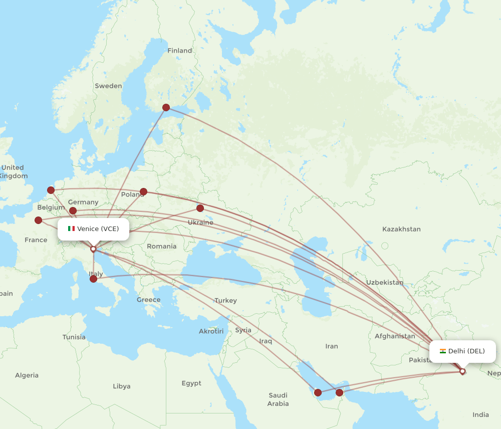 DEL-VCE flight routes