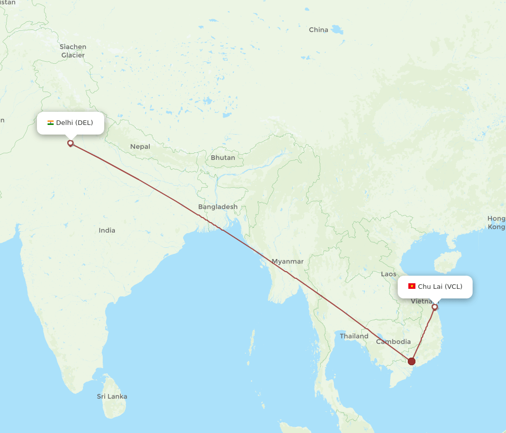DEL-VCL flight routes