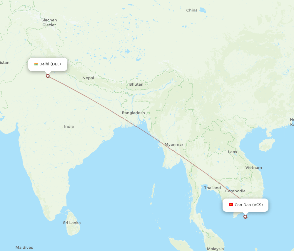 DEL-VCS flight routes