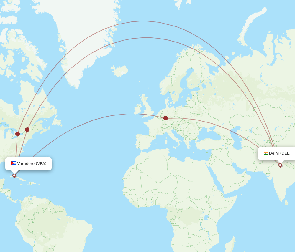 DEL-VRA flight routes
