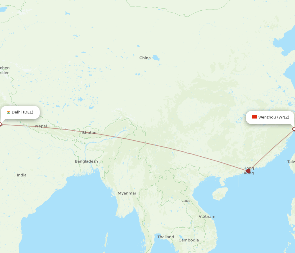 DEL-WNZ flight routes