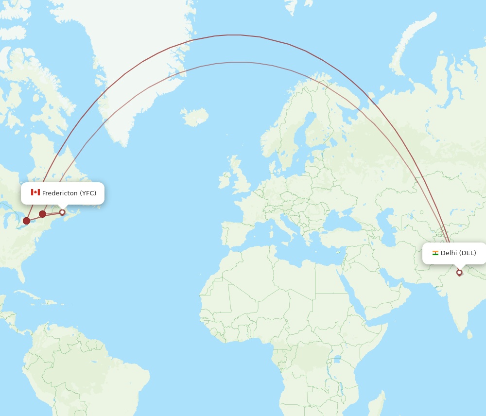DEL-YFC flight routes