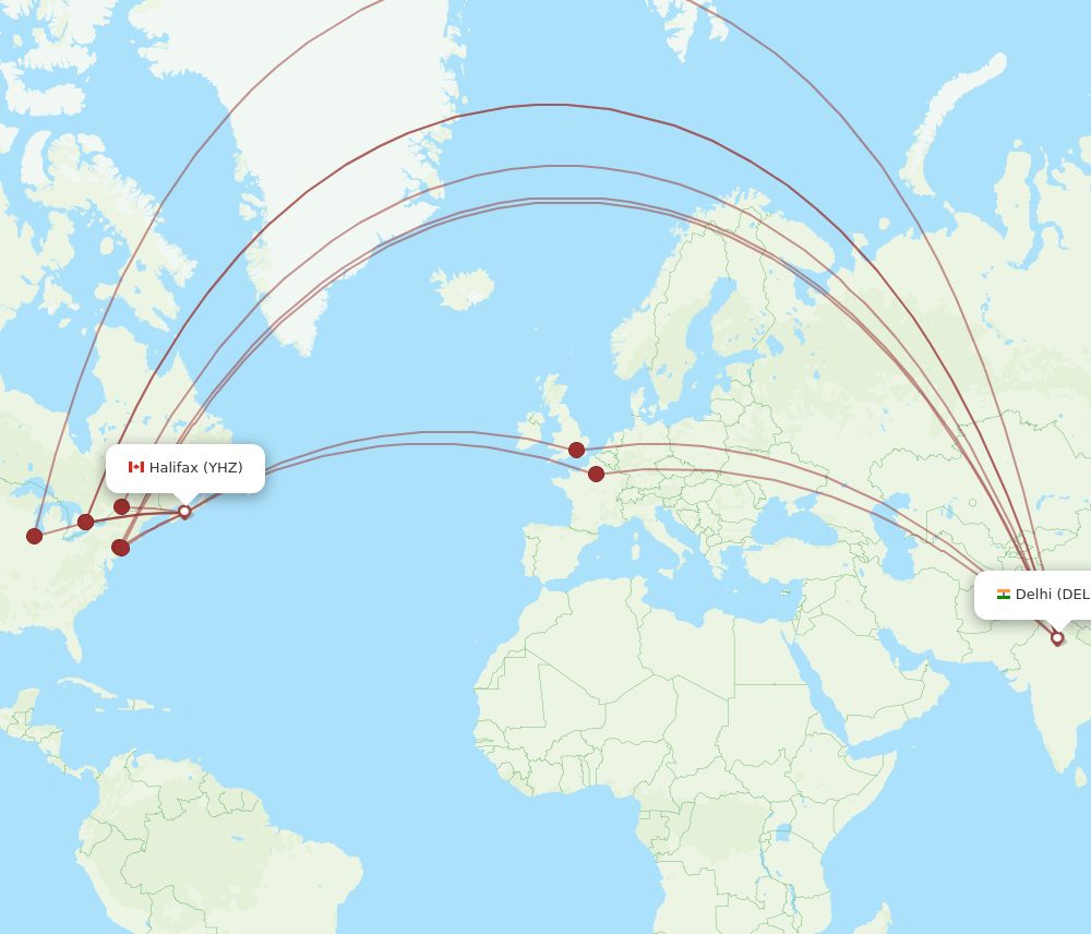 DEL-YHZ flight routes