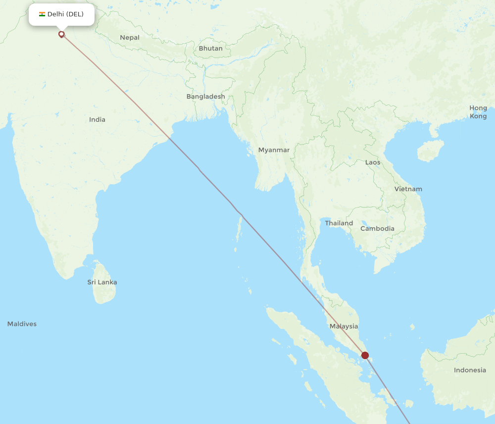DEL-YIA flight routes