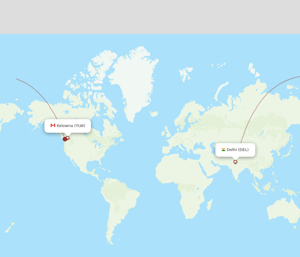 DEL-YLW flight routes