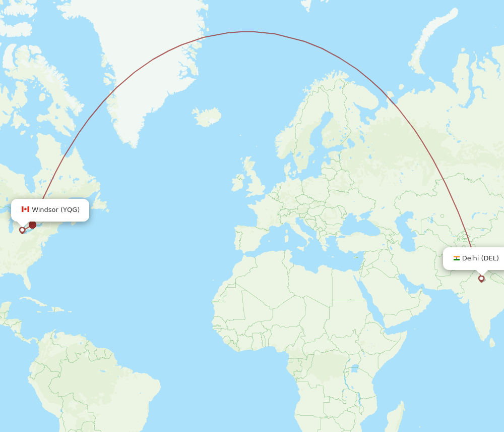 DEL-YQG flight routes